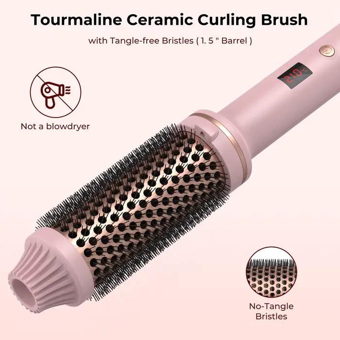 1.5 pouces fer à friser brosse en céramique brosse thermique chauffée brosse ronde cheveux électriqu