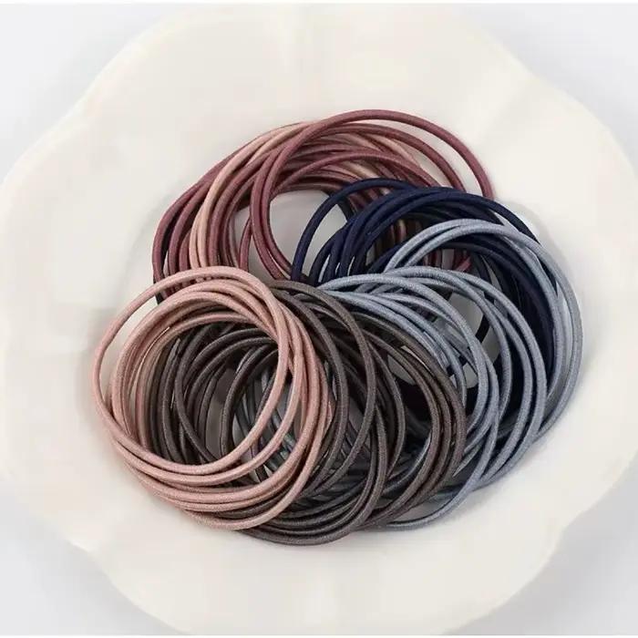 Bandeau élastique noir pour femmes, corde à cheveux pour filles, pince à queue de cheval de couleur 