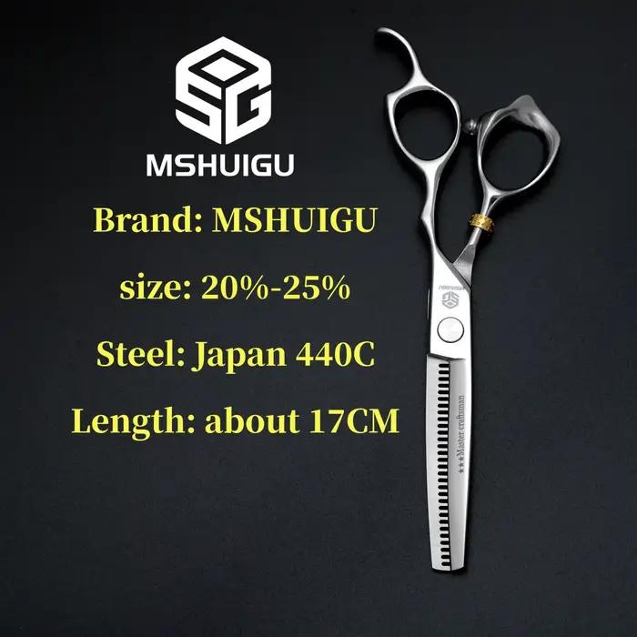 MSHUIGU – ciseaux de barbier professionnels de 6 pouces, en acier inoxydable 440C, lame inversée, ci