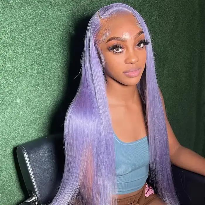 13x6 violet dentelle avant perruque de cheveux humains brésilien 613 Blonde rose gris dentelle front