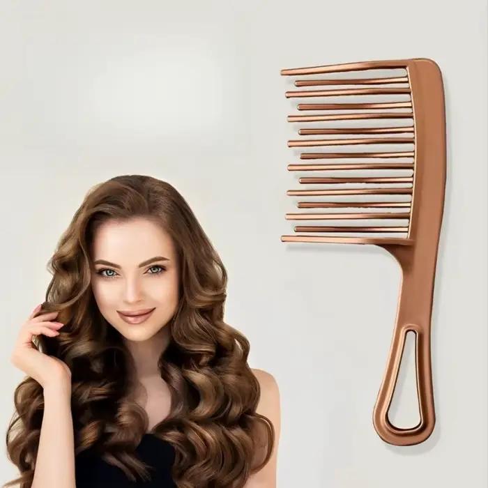 Peigne à dents grandes à Double rangée pour femmes, spécial permanente, bouclé, en plastique, grand 