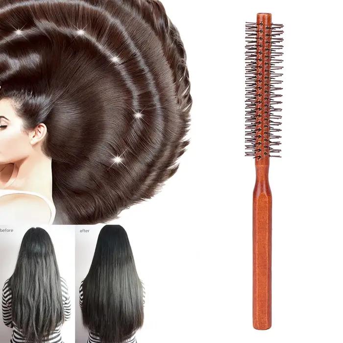 Brosse à Cheveux Ronde en Bois Unisexe, pour vaccage par Coup, Usage Domestique
