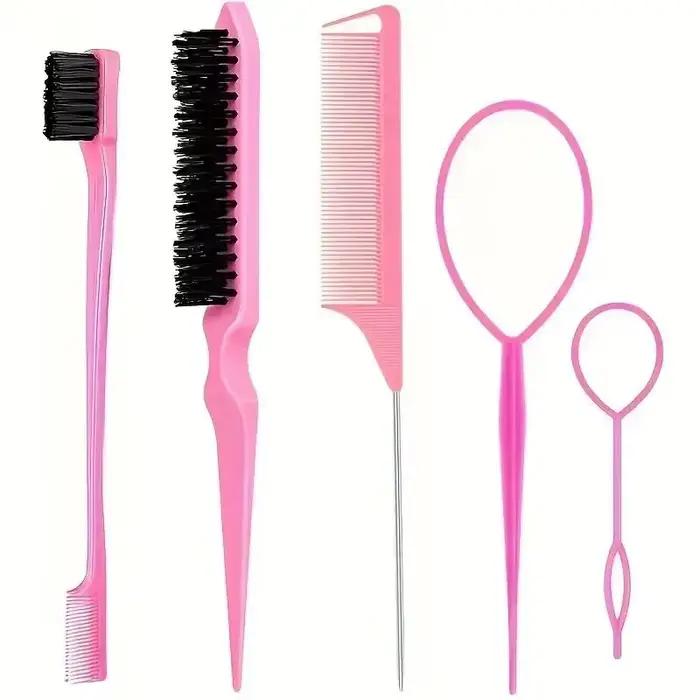Peigne à queue pointue, outils de coiffure, brosse à sourcils à double tête, peigne à Triple rangée,