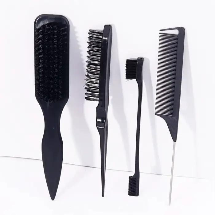 Ensemble de 4 peignes à queue pointue, antistatiques, poils en nylon, utilisés pour lisser les cheve