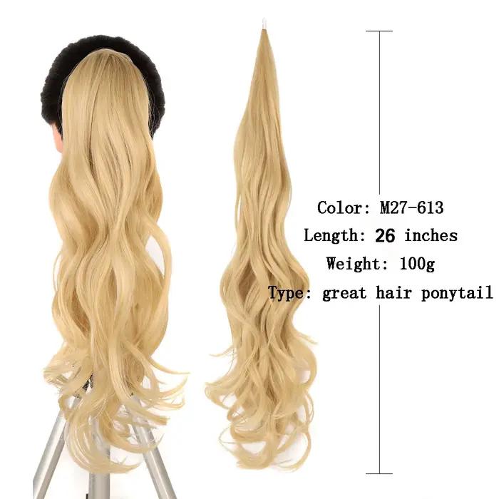 Extensions de queue de cheval synthétique pour femmes, fausse queue de cheval blonde, postiches, 26 