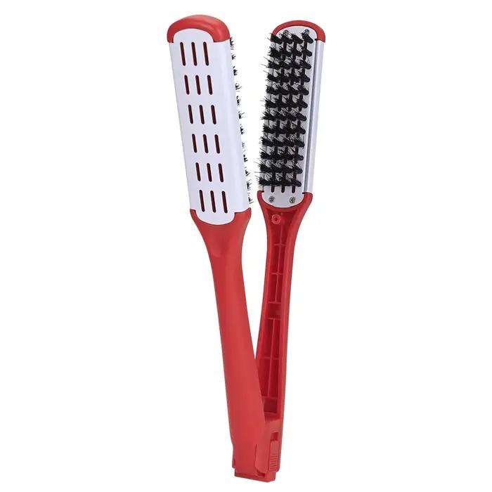 Brosse professionnelle à lisser et à friser les cheveux en forme de V, peigne coiffant multifonction