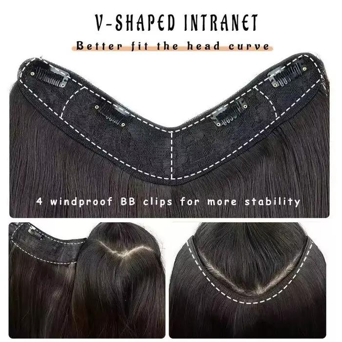 22/24 pouces synthétique en forme de V couches 4 Clips longue Extension de cheveux raides mode posti