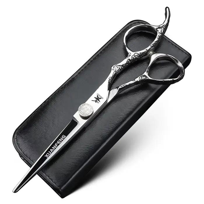 XUANFENG – ciseaux à cheveux miroir noir, 6 pouces, ciseaux de coupe et ciseaux amincissants pour ba