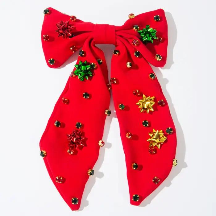 Barrette à cheveux avec perles de noël, grand nœud, épingle à cheveux, accessoires pour cheveux, bij