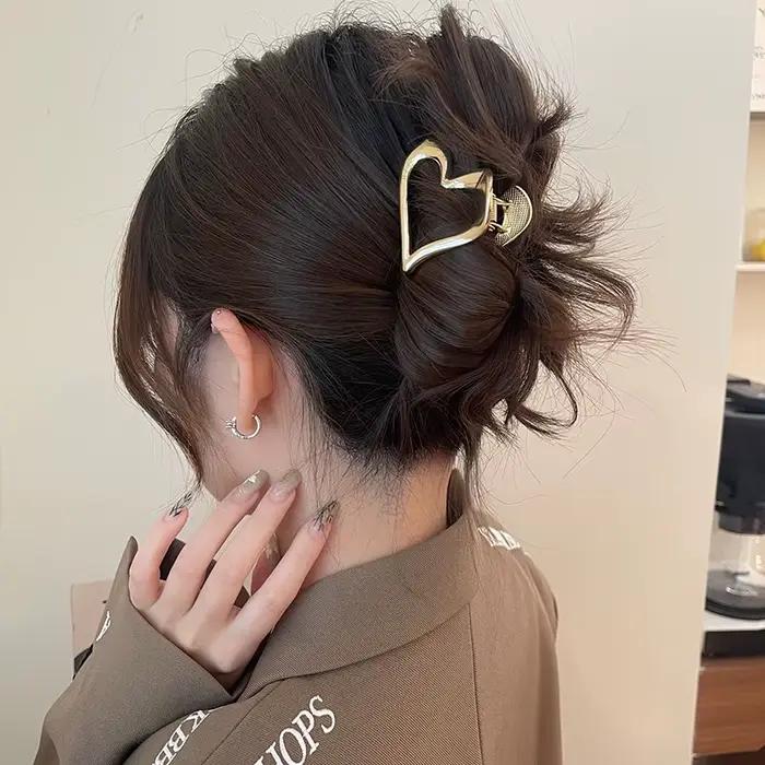 Pince à cheveux en métal pour femmes et filles, pince à queue de cheval géométrique simple, barrette