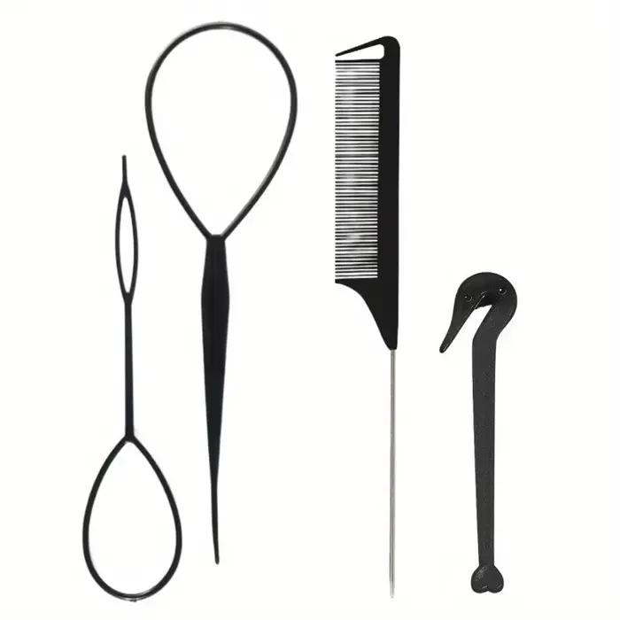 WANMEI – outil de bandeau 4 pièces, outil de tressage de cheveux avec peigne à queue de souris, diss