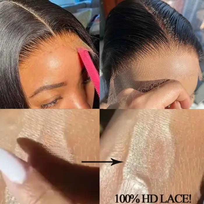 Perruque Lace Closure Body Wave Invisible HD-brûleur, Cheveux Vierges Lisses, Pre-Plucked, Petits Nm