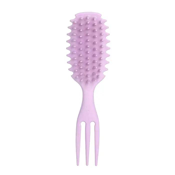 Brosse à cheveux bouclés, démêlante douce, Massage du cuir chevelu, peigne multifonction 3 en 1, déf