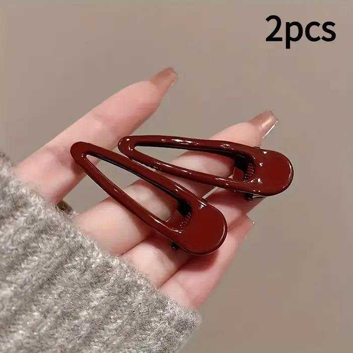 2 pinces à cheveux bordeaux, pinces BB antidérapantes, durables, rectangulaires, élégantes et minima