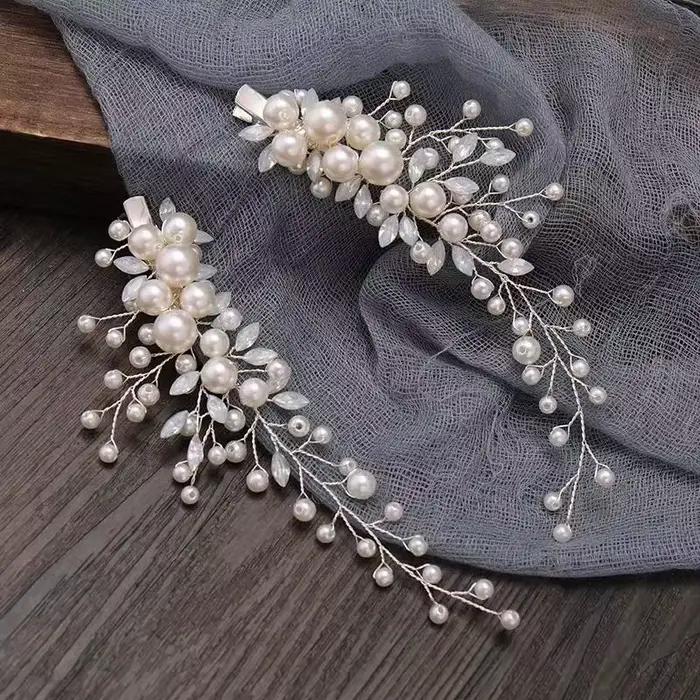 Épingle à cheveux tendance en perles, accessoire de coiffure coréen fait main, pince latérale, ornem