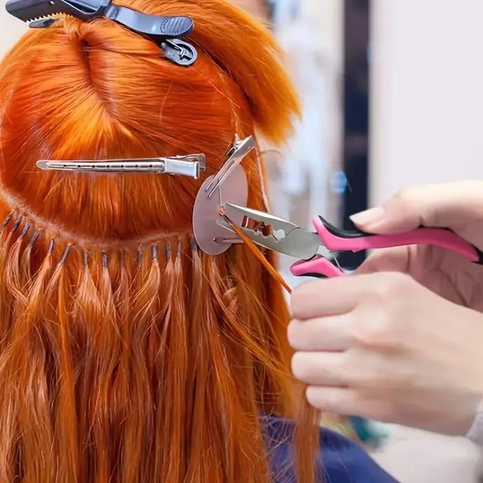 Anneaux d'extensions de cheveux 100 pièces, pinces d'extension de cheveux roses pour perles, pour Ex