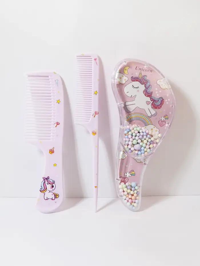 Ensemble de peignes de dessin animé 3 pièces, double usage humide et sec, coiffure, adapté à toute t