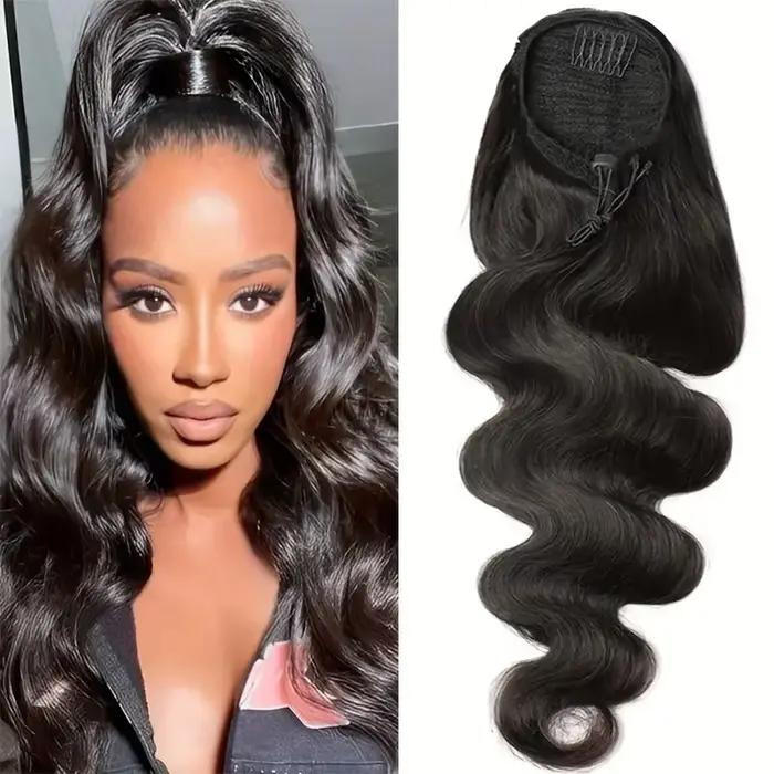 Vague de corps cheveux humains cordon queue de cheval Extensions Remy 100% cheveux humains naturel q