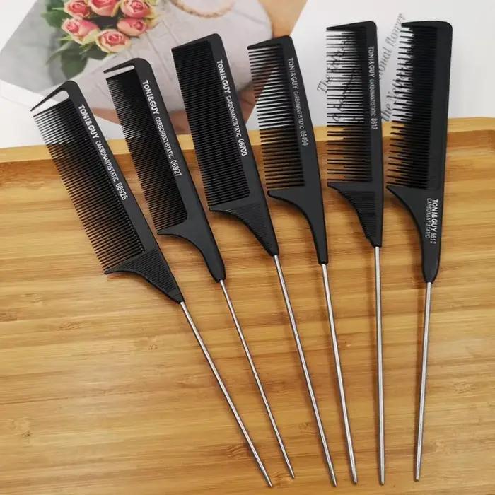 Peignes professionnels pour queue de cheveux, en acier inoxydable, pour coupe de Salon, outils de so