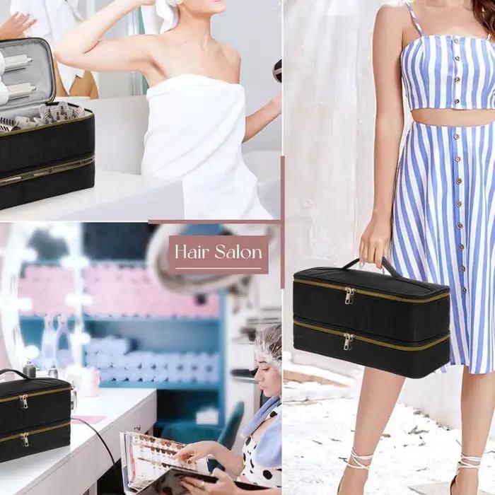 Étui pour sèche-cheveux imperméable à double couche, sac de voyage portable de grande capacité pour 