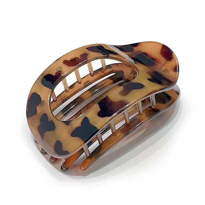 Pince à cheveux ovale pour femmes, nouveau Design léopard mat incurvé plat, Barrettes de coiffure en