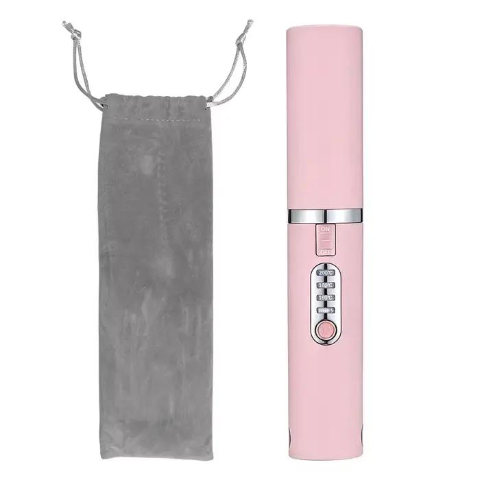 Lisseur électrique USB 2 en 1, bigoudi, Design diamant coloré, sans fil, pour voyage, brosse coiffan