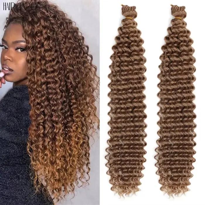Extension Capillaire Synthétique Tressée au Crochet, Boucles Afro, Vague Profonde, Vague d'Eau, Vagu