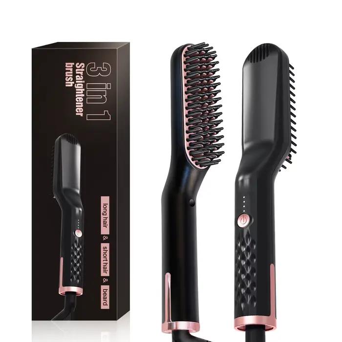 Peigne chauffant pour hommes, lisseur électrique à ions négatifs, brosse à lisser les cheveux, utili