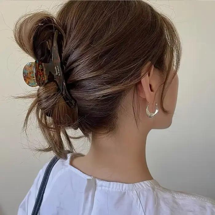 Pinces à cheveux léopard en acétate pour femmes, Barrettes chics, épingles à cheveux en forme de cra