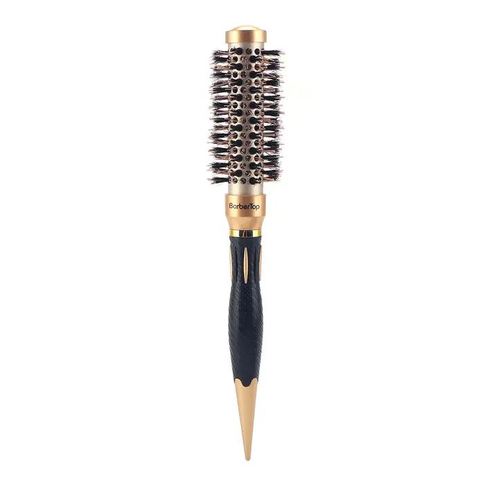 Brosse à cheveux ronde en sergé, peigne à cheveux en poils de sanglier, baril rond, brosse à friser 