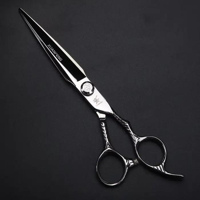 Ciseaux à cheveux XUANTENG en argent de 7 pouces, ciseaux de coiffure en acier 440C et ciseaux à eff