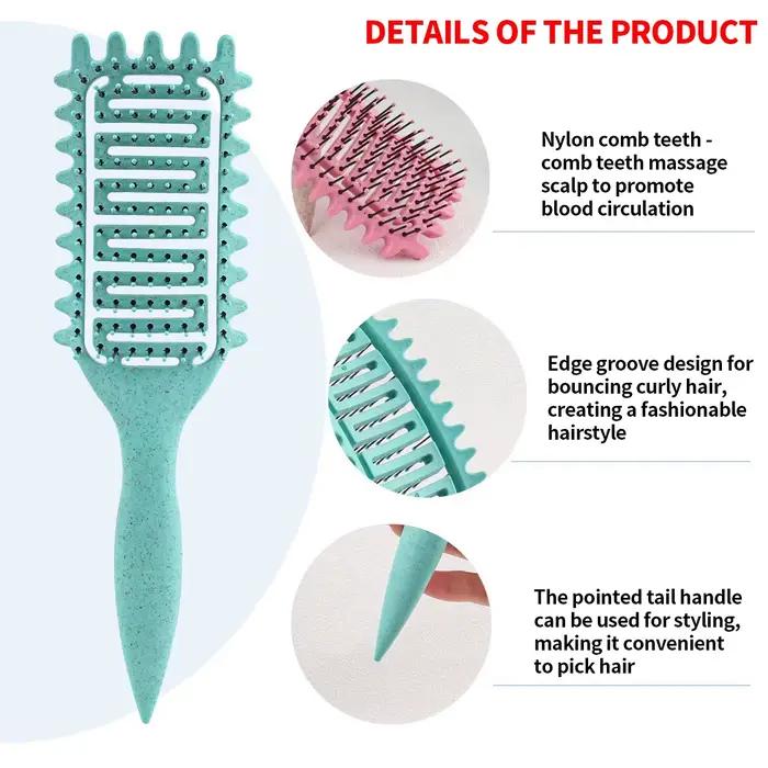 Peigne de Massage pour cheveux, brosse à cheveux en Nylon, brosse à cheveux bouclée démêlante pour S