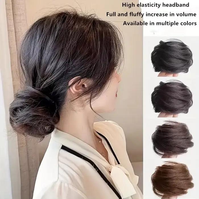 Perruque Updo synthétique facile à porter, Chignon lisse et élégant avec élastique, postiche queue d