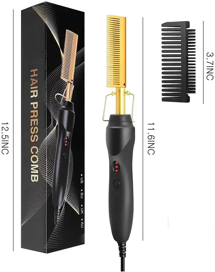 Peigne chauffant électrique, lisseur de cheveux, fers plats, fer à lisser humide et sec, brosse à li