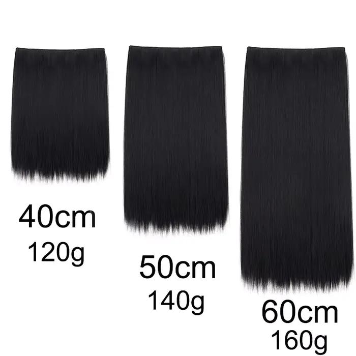 Extension capillaire synthétique épaisse à 5 Clips, postiche longue et lisse, 16 pouces, 20 pouces, 
