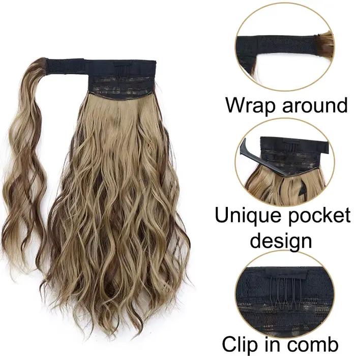 Réinitialisation rond bouclé synthétique pour femme, extension de faux cheveux, queue de cheval blon