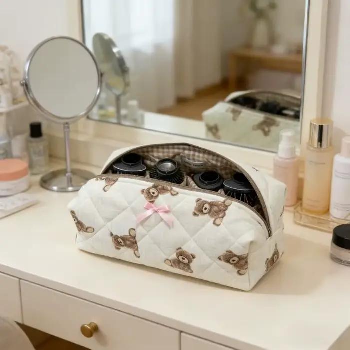 Sac de rangement pour sèche-cheveux pour femme, adorable pochette de voyage en peluche, organiseur d