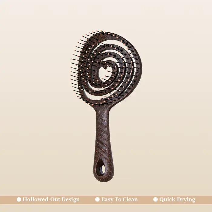 Brosse à cheveux en poils de sanglier, peigne creux démêlant, massage du cuir chevelu pour femmes, u