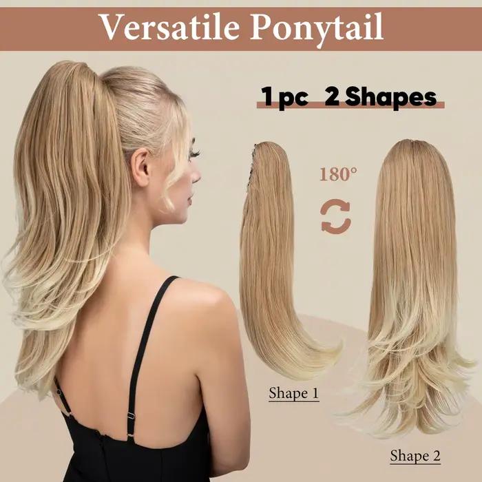 Pince à griffe synthétique en queue de cheval Extensions de cheveux postiche longue soyeuse droite f