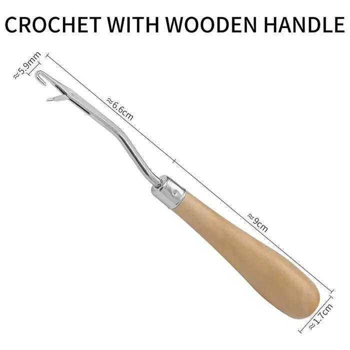 Loquet Crochet aiguille manche en bois Extension de cheveux perruque tissage tressage Dreadlock gros