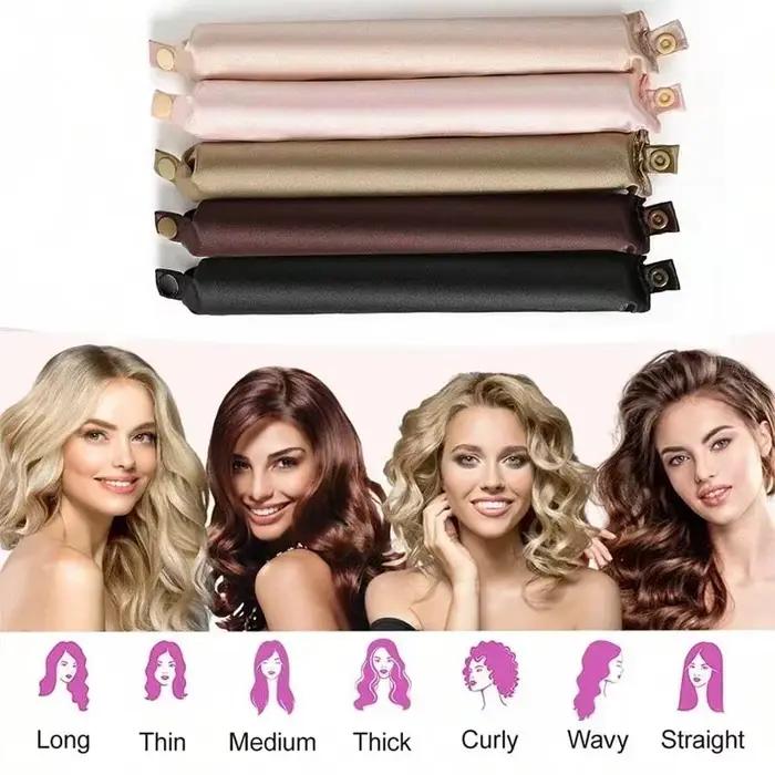 Tige à friser sans chaleur, bandeau en Satin, bigoudis sans chaleur, boucles paresseuses, bigoudis d