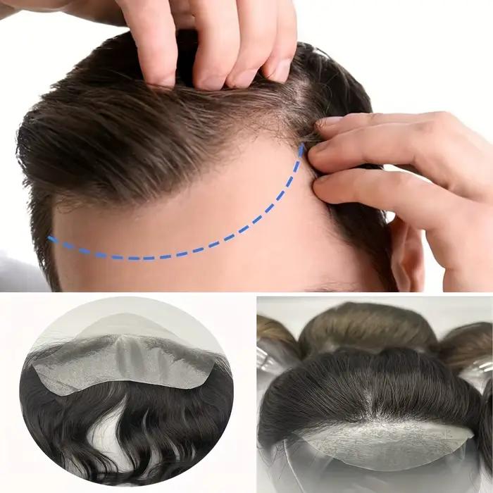 Hotsale 100% morceau de cheveux humains hommes Topper V boucle peau Super mince PU ligne avant systè