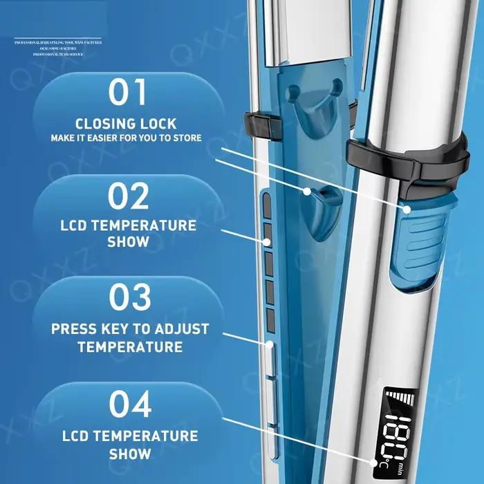 750 ℉   Fer à lisser professionnel en acier inoxydable, fer plat pour tous les Types de cheveux et f