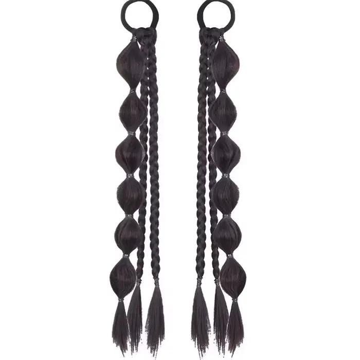 Extension de perruque synthétique queue de cheval tressée à bulles, accessoires pour cheveux pour fe