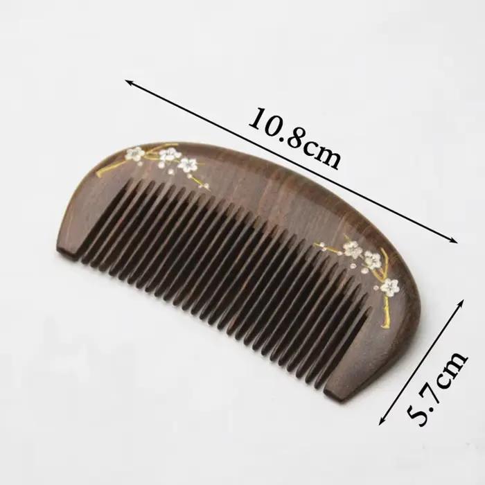 Petit peigne en bois de santal doré naturel, Structure en bois naturel, peigne à cheveux à dents fin