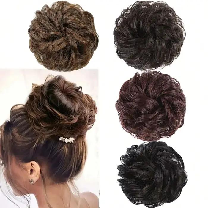 1 pièce postiche chignon en soie artificielle, anneau de cheveux pour créer une coiffure chignon, ac