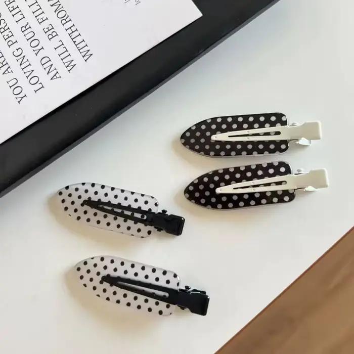 Pinces à cheveux en acrylique à pois noirs et blancs, tenue minimaliste sécurisée, adaptées à un usa