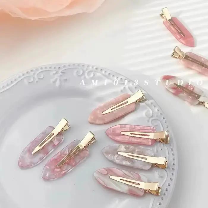Pince à cheveux Simple Sakura rose sans couture pour femmes, feuille d'acétate sans flequille courbé