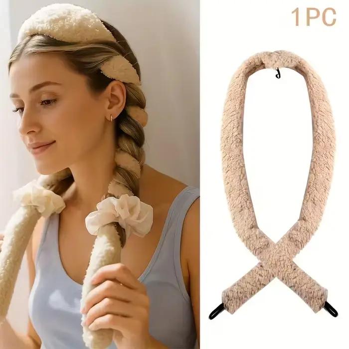 1 fer à friser extra long, moelleux et non chauffant avec élastique, adapté aux grandes vagues des f