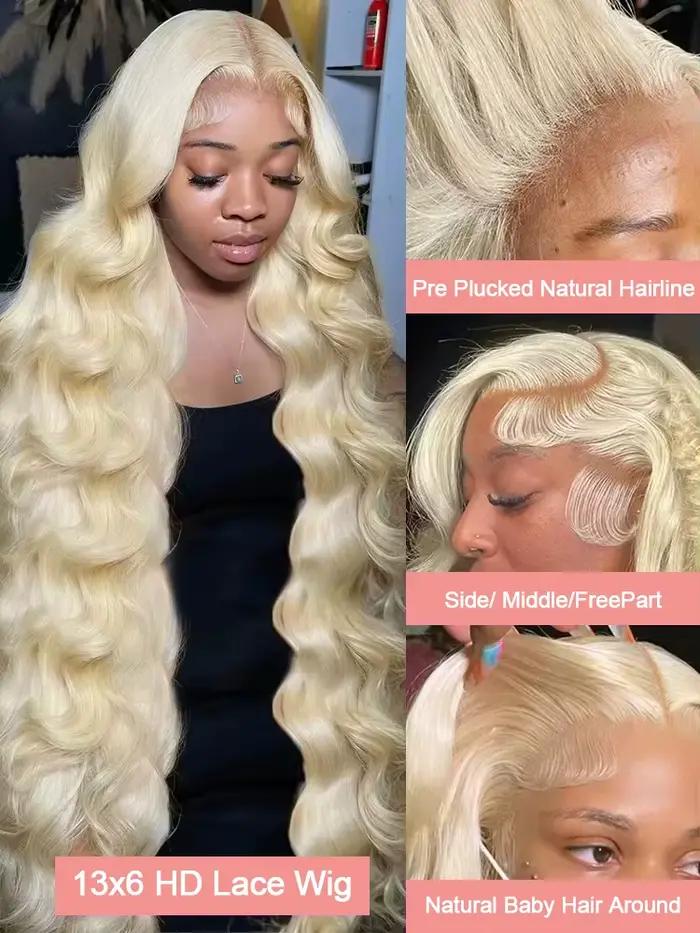 613 Hd dentelle frontale perruque 13x6 Blonde perruques de cheveux humains 250 densité vague de corp